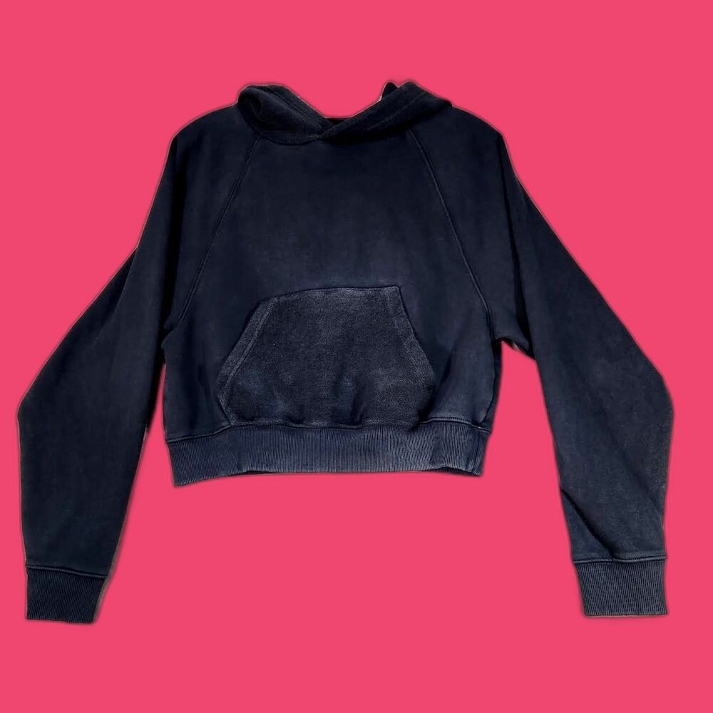 aerie Woman's Black Cropped Hoodie Size S Tall or M